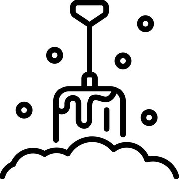 Snow shovel icon. Outline design. For presentation, graphic design.