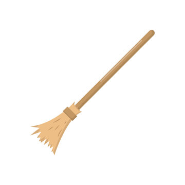 Vector graphic of witch's broom. Broom illustration with flat design style. Suitable for content design assets