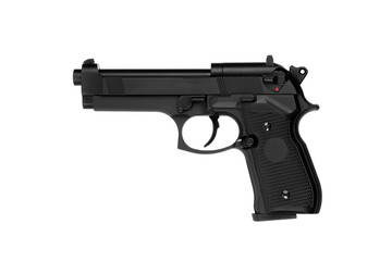 Pneumatic pistol for sports and entertainment. Airsoft guns. Isolate on a white back.