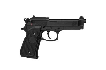 Pneumatic pistol for sports and entertainment. Airsoft guns. Isolate on a white back.