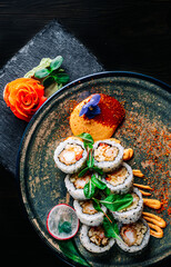 fish sushi roll in plate