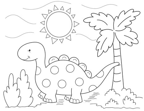 easy cute dinosaur coloring page for kids. you can print it on standard 8.5x11 inch paper