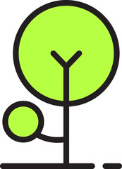 Simple Minimalist Outline Green Tree Vector