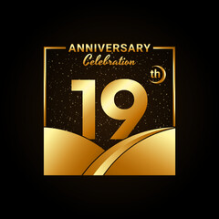19th anniversary, Anniversary Celebration template design. Logo vector illustration