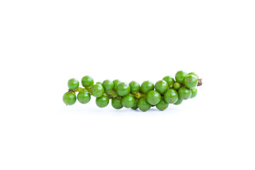 Fresh green black pepper isolated on white background,Organic vegetables, Herbal plant, Food ingredient