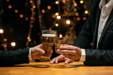 Celebrate whiskey on a friendly party in  restaurant