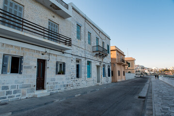 Syros port on a colorful summer day, Cyclades, Aegean sea, Greece