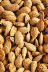 Close up picture of almonds, selective focus.