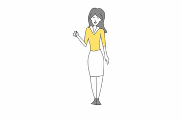 business woman pose line drawing illustration