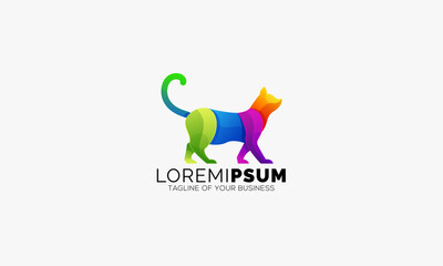 Elegant Colorful Cat logo designs vector