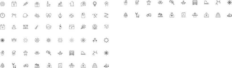 Outline icon collection - Christmas set.