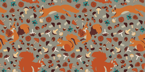 seamless pattern with squirrel