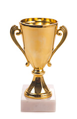 Gold cup isolated on the white background