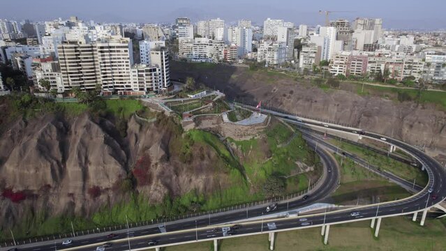 Bicentennial Park in the municipality of Miraflores overlooking the Costa Verde in Lima, Peru