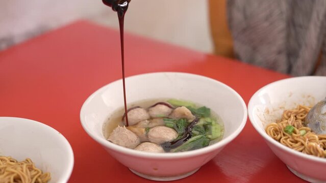 bakso. indonesian meatball served with soup and noodle