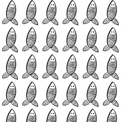 seamless pattern with charcoal drowned b/w fishes 