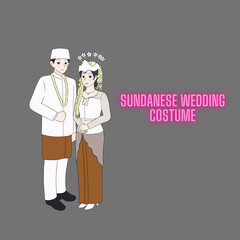 Indonesian traditional costumes and traditional wedding costumes illustration
