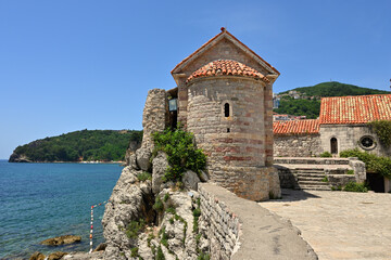 Fototapeta na wymiar Church of St. Sabba the Sanctified. Architecture of the Old Town in Budva. Montenegro