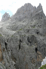 panorama of the Dolomites in Alps of the mountain range called Pale di San Martino or Pala Group in Italy
