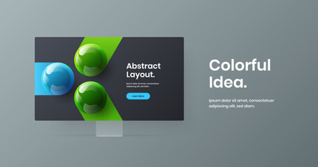 Bright site vector design template. Simple computer display mockup presentation concept.