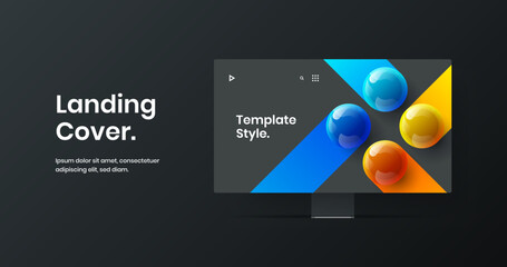 Abstract web project design vector illustration. Creative computer monitor mockup landing page concept.