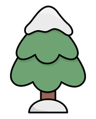 Vector colored Christmas tree. Cute fir tree illustration isolated on white background. New Year or winter symbol. Funny cartoon holiday icon.