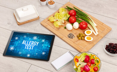 Tablet Pc with fruits, healthy concept