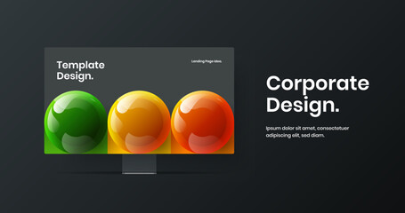Modern presentation design vector illustration. Amazing display mockup site template.