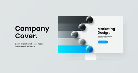 Unique website design vector layout. Modern computer display mockup landing page illustration.