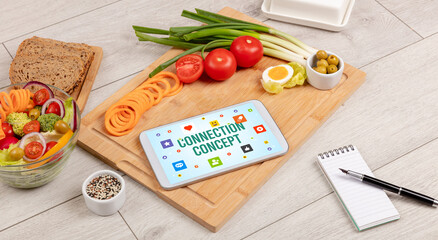 Healthy Tablet Pc compostion, social networking concept