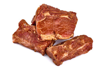Smoked ribs, isolated on white background. High resolution image.