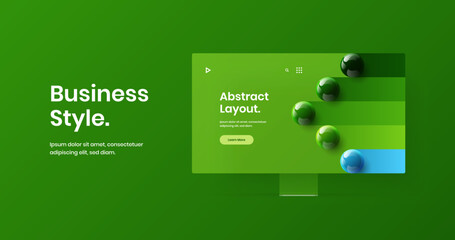 Bright desktop mockup presentation concept. Abstract web project design vector layout.