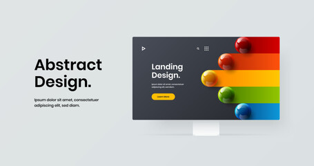 Minimalistic web banner design vector illustration. Vivid monitor mockup site screen concept.