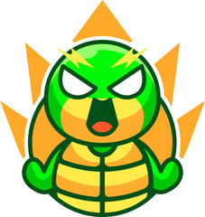 Cute super turtle cartoon vector icon illustration 