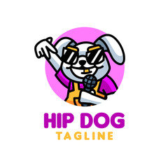 Cute hip hop dog cartoon vector icon illustration 