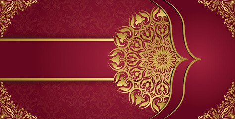 Islamic background with mandala decoration. Royal gorgeous arabesque style invitation card.