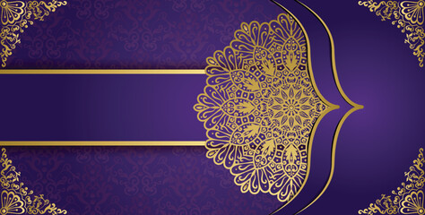Islamic background with mandala decoration. Royal gorgeous arabesque style invitation card.