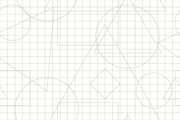 Vector seamless simple geometry pattern. Grid striped white background with geometric shapes. Minimalistic endless creative print