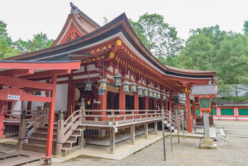 Hai-den (Worship Hall) of the Isonokami Jingu Shrine in Nara, National Treasure of Japan.