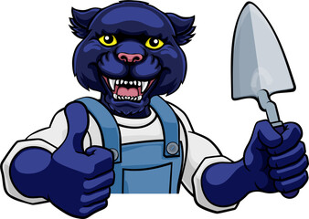 Panther Bricklayer Builder Holding Trowel Tool