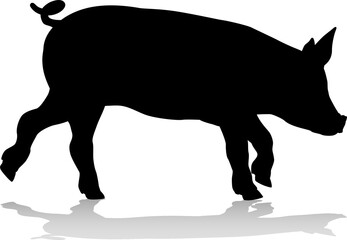 Pig Silhouette Farm Animal