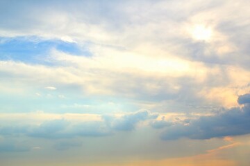 Colourful cloudy twilight beautiful sky cityscape sunset and morning sunrise. Dramatic evening night early morning view. Panoramic nature background concept. Copy space for text. World environment day