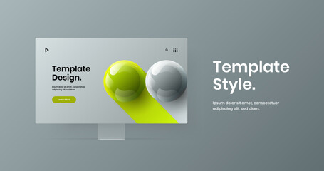 Premium desktop mockup web project layout. Amazing site screen design vector concept.