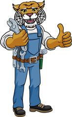 Wildcat Plumber Or Mechanic Holding Spanner