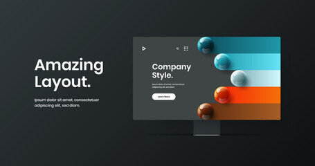 Simple site design vector illustration. Modern computer monitor mockup landing page concept.