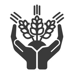 Careful attitude to grain crops glyph icon isolated on white background.Vector illustration.