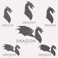 Dragon geometric polygonal logo vector icon design template