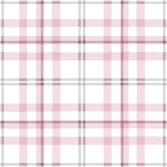 Seamless tartan pattern,watercolor plaid print, checkered pink girly brush strokes. Gingham texture for textile: shirts, tablecloths, clothes