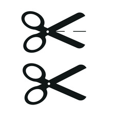 black scissors on white background. Scissors as a symbol to cut the paper