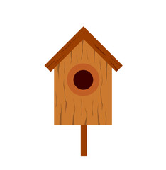Wooden birdhouse. House for bird. Homemade nest for animal. Flat cartoon illustration